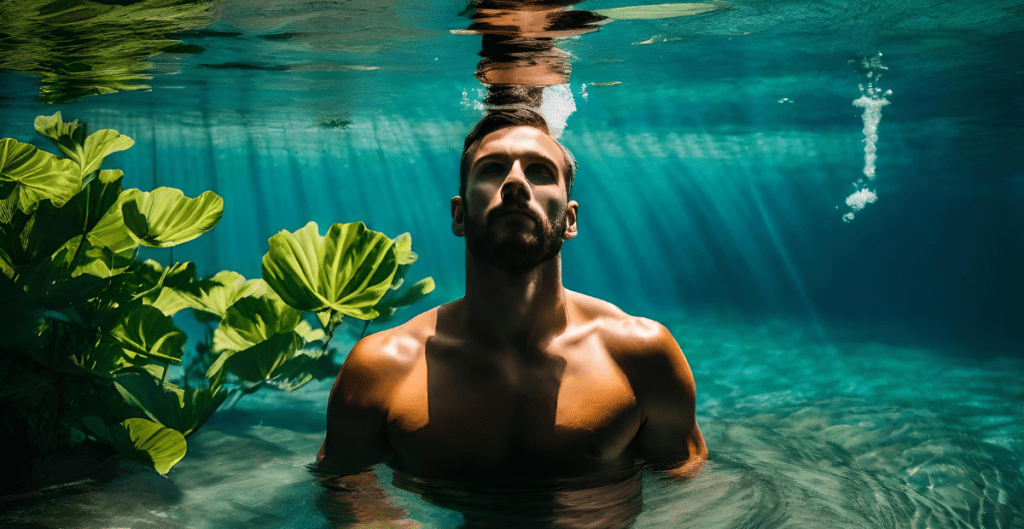 A man relaxed in Water