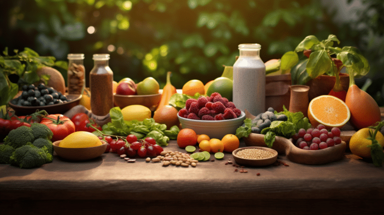 a table with fresh fruits, vegetables, whole grains, and lean proteins_decoding micronutrients