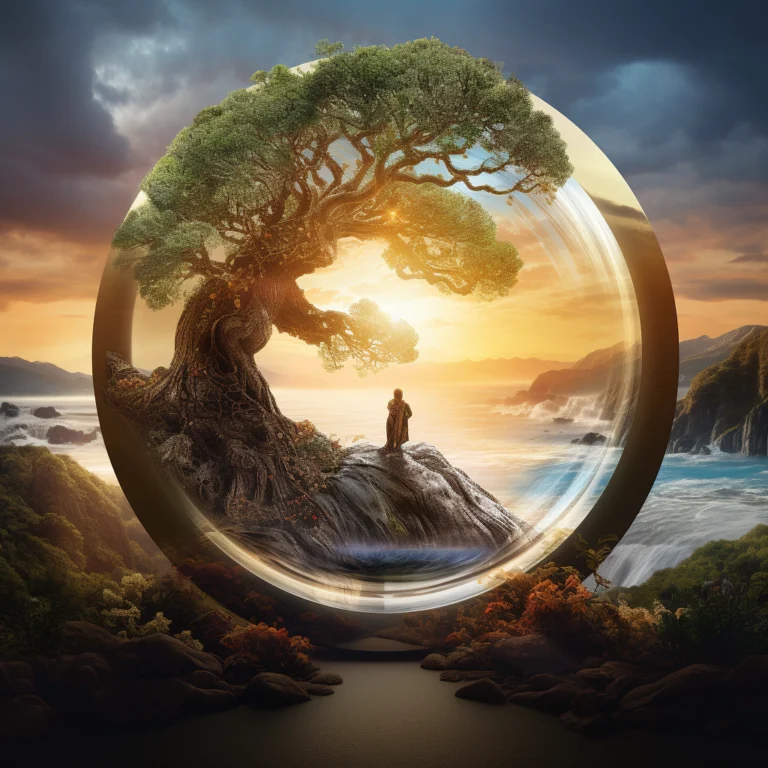 Image representing Roland Creations' philosophy of holistic harmony, showing a fusion of physical health, mental well-being, and environmental consciousness.